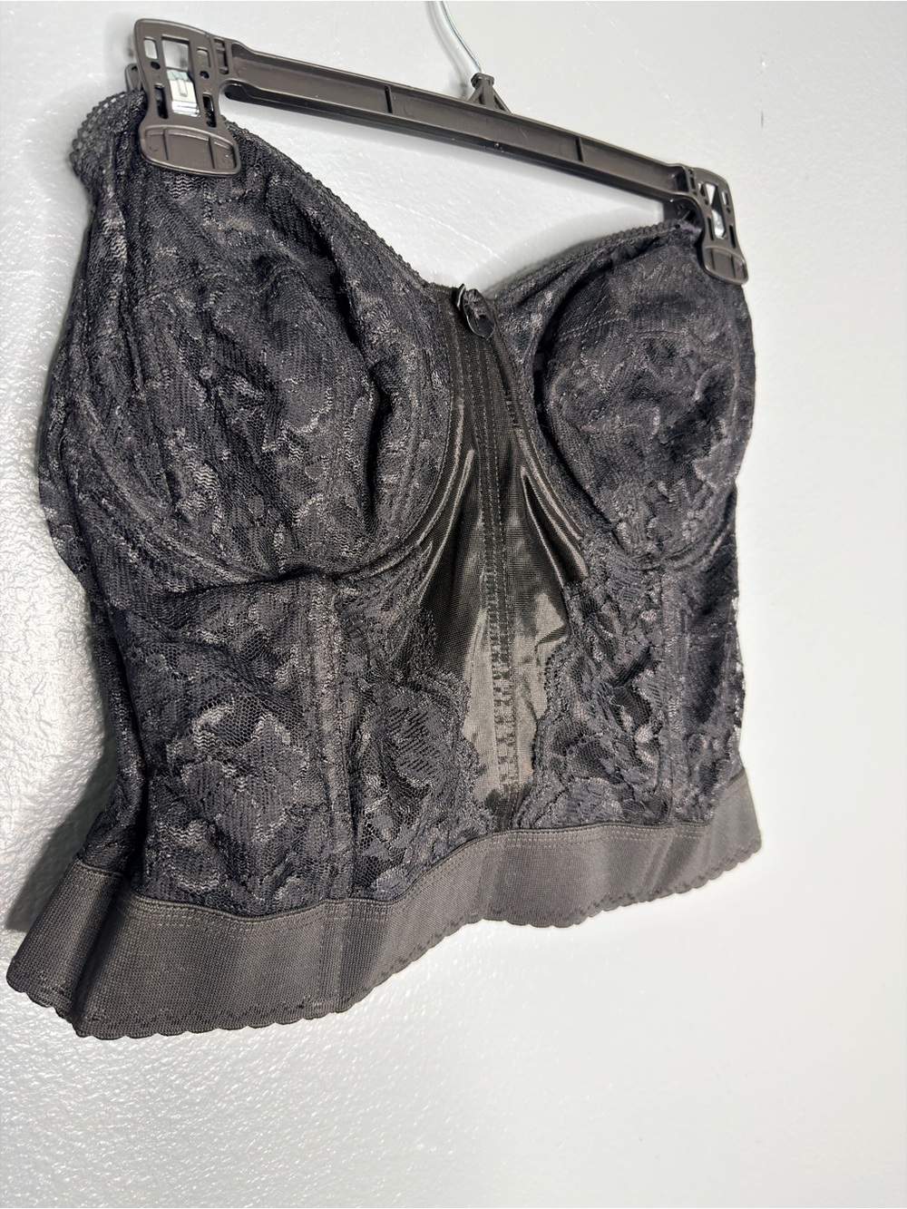 Goddess 38DD Black Corset Bridal Lace Bustier Strapless Boning Underwire Vintage